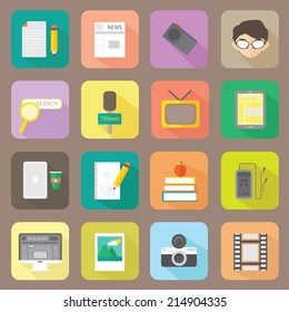 Multimedia Flat Icons Vector Set