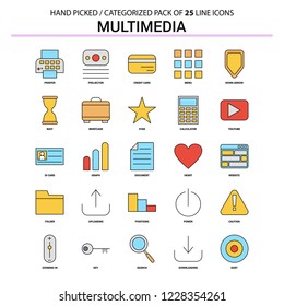 Multimedia Flat Line Icon Set - Business Concept Icons Design