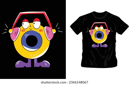 plantilla editable de diseño de camisetas retro de autoadhesivo plano multimedia