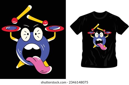 plantilla editable de diseño de camisetas retro de autoadhesivo plano multimedia