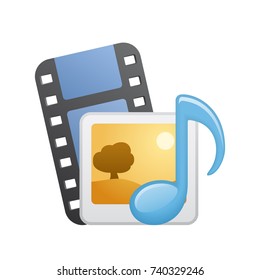 Multimedia Gallery -  of the Realistic Icons Collection . A professional, realistic, pixel aligned icon.