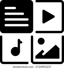 Vector de ilustración de icono de glifo multimedia