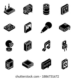 
Multimedia Glyph Isometric Icons Pack 