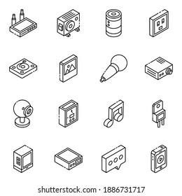 
Multimedia Glyph Isometric Icons Pack 