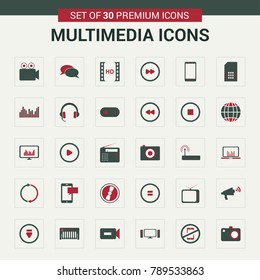 Multimedia green icons