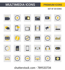 Multimedia grey and yellow icons