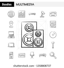 Multimedia Hand Drawn Icon for Web, Print and Mobile UX/UI Kit. Such as: Disco Ball, Ball, Disco, Party Ball, Equalizer, Beat, Pictogram Pack. - Vector