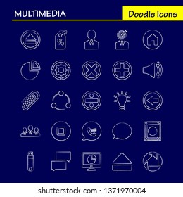 Multimedia Hand Drawn Icon for Web, Print and Mobile UX/UI Kit. Such as: Chat, Communication, Message, Notification, Chat, Communication, Message, Notification, Pictogram Pack. - Vector
