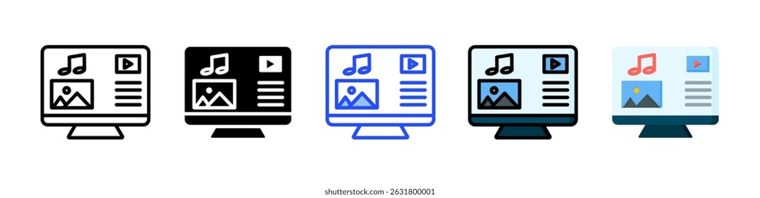 Multimedia Icon Collection With Multiple Styles