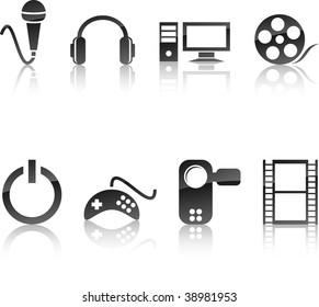  Multimedia icon collection. Vector illustration.