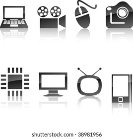  Colección de iconos multimedia. Ilustración vectorial.
