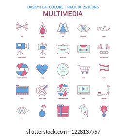 Multimedia  icon Dusky Flat color - Vintage 25 Icon Pack