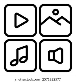 Multimedia Icon Element For Design