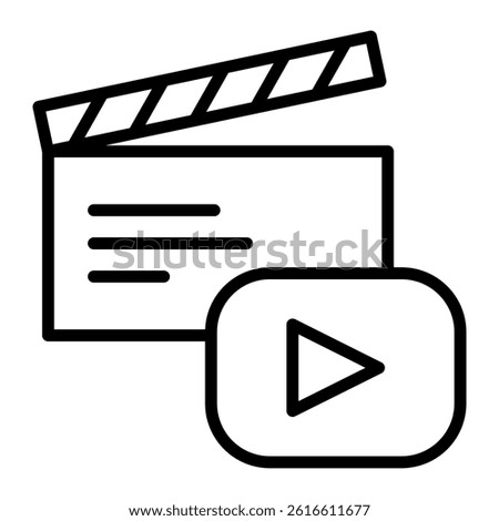 Multimedia icon in line style with editable stroke