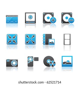 Multimedia icon set 5 - Blue Series.  Vector EPS 8 format, easy to edit.