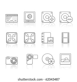 Multimedia icon set 5 - Strokes Series.  Vector EPS 8 format, easy to edit.