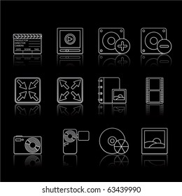 Multimedia icon set 5 - Strokes Black Series.  Vector EPS 8 format, easy to edit.