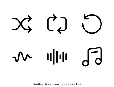 Multimedia icon set, Set of button control, shuffle, repeat, rewind, sound wave, audio wave, music notes, icons