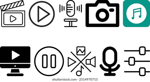 Multimedia icon set collection Design