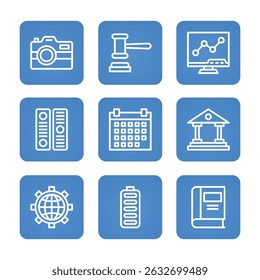 Multimedia icon set collection. Editable stroke. Vector illustration