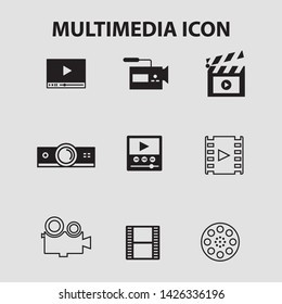 Multimedia, icon set Control multimedia devices. - vector