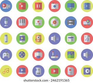 Multimedia icon set illustration stock