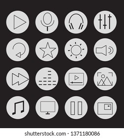 Multimedia, icon set in a linear design. Control multimedia devices. - vector 