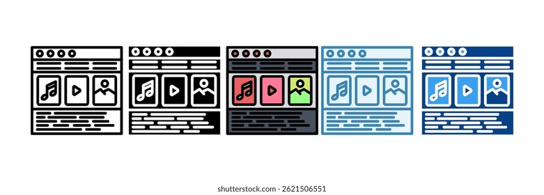 Multimedia Icon Set Multiple Style Collection