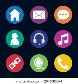 multimedia icon set on black background