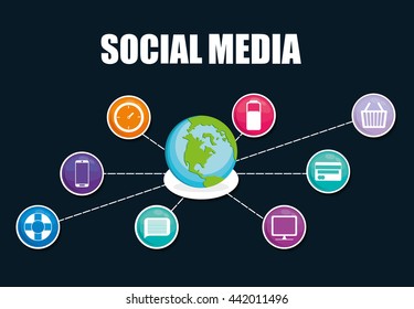Multimedia icon set. Social media design. vector graphic