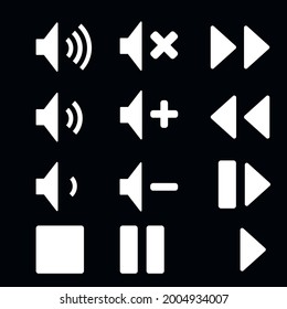 multimedia icon set.
Stop, fast forward, rewind, pause, play icons, multimedia speaker icon set. volume up, volume down. Vector design EPS 10.