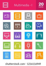 Multimedia icon set. Suitable for web apps, mobile apps and print media.
