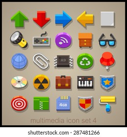 Multimedia icon set. Technology