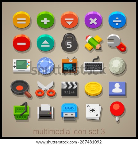 Multimedia icon set. Technology