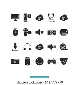 Multimedia Icon Set Vector Illustration Logo Template