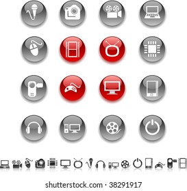 Multimedia-Symbol-Set. Vektorgrafik.