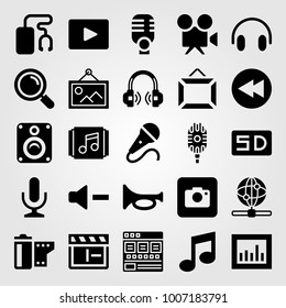 Multimedia icon set vector. sd card, mic, microphone and browser