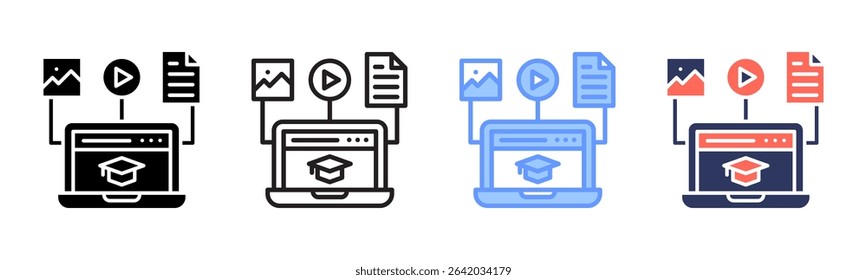 Multimedia icon sheet multiple style collection