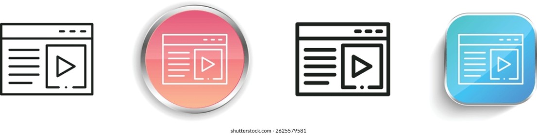 multimedia icon. Thin Linear, Regular and Button Style Design Isolated On White Background