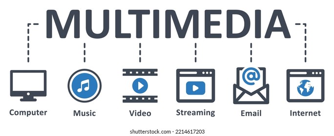 Multimedia icon - vector illustration . Multimedia, computer, music, video, audio, email, streaming, gaming, internet, animation, infographic, template, concept, banner, pictogram, icon set, icons .