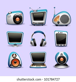 multimedia icons blue color