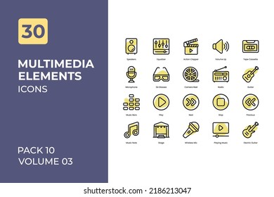 Multimedia Icons Collection. Set contains such Icons as television, dvd, computer, music, and more.