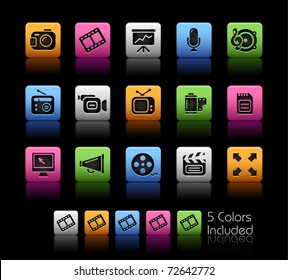 Multimedia Icons // Color Box -------It includes 5 color versions for each icon in different layers ---------