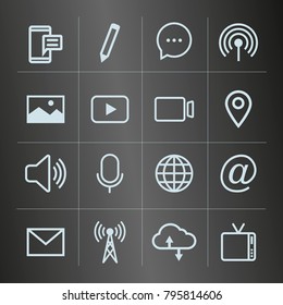 Multimedia icons and communication. Icons for the web.