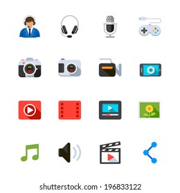 Multimedia Icons : Flat Icon Set for Web and Mobile Application