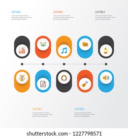 Multimedia icons flat style set with archive, philharmonic, samba and other audio elements. Isolated vector illustration multimedia icons.