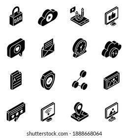 
Multimedia Icons in Glyph Isometric Designs