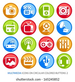Multimedia Icons on Circular Colored Buttons 2.