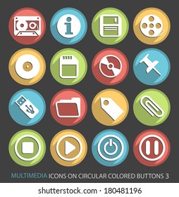Multimedia Icons on Circular Colored Buttons 3.