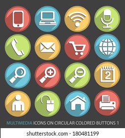 Multimedia Icons on Circular Colored Buttons 1.
